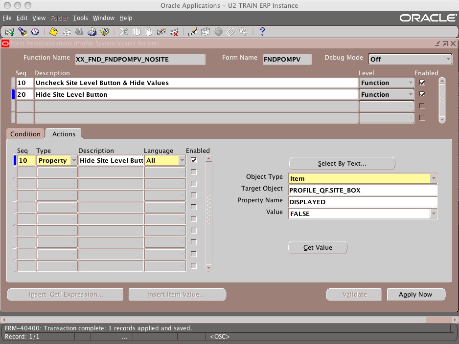 Snapshot 2009 01 16 15 22 36 Form Personalization: Limit Site Level Profile Options Access on the form FNDPOMPV